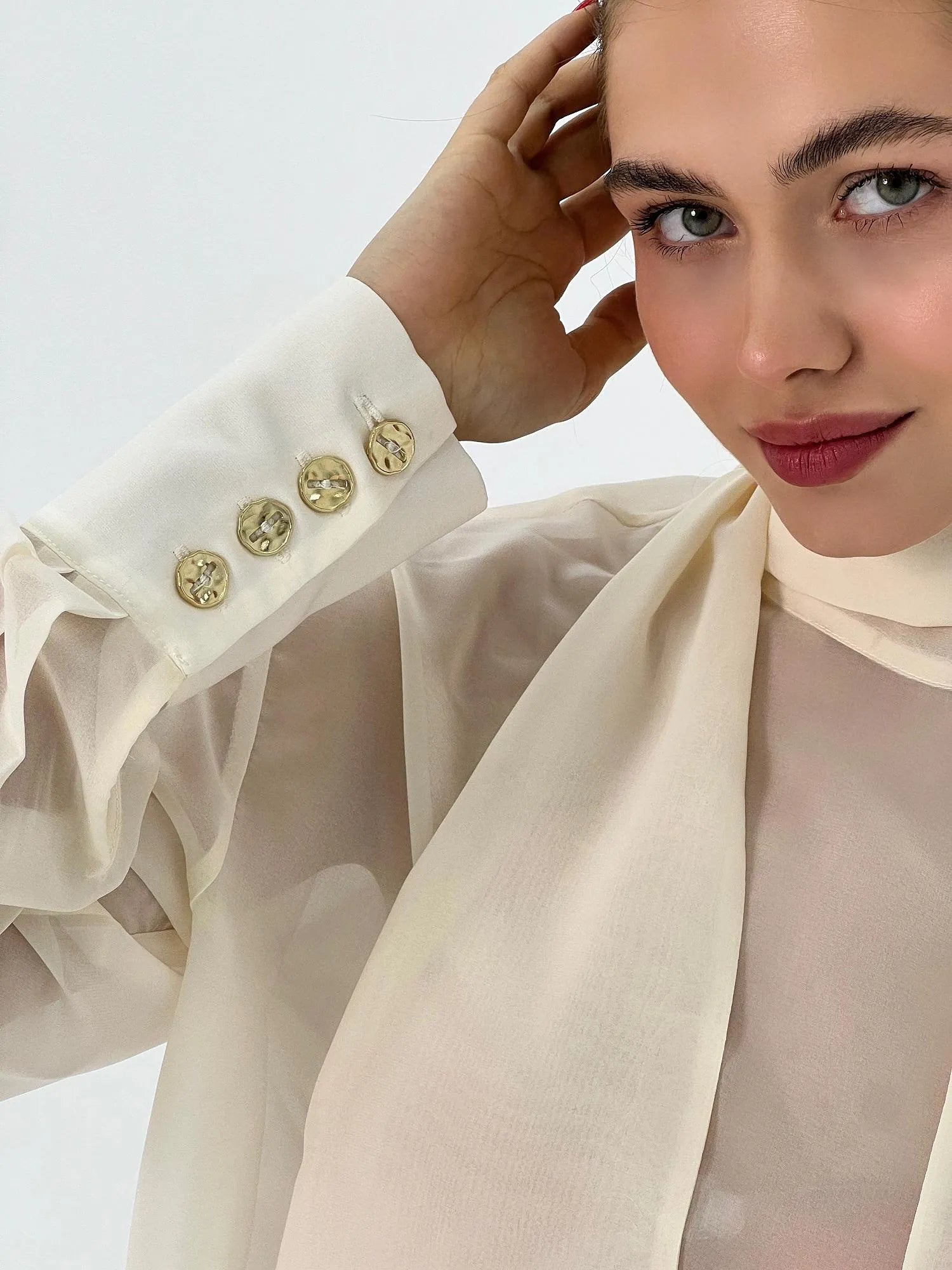Sheer Scarf Blouse Pearl