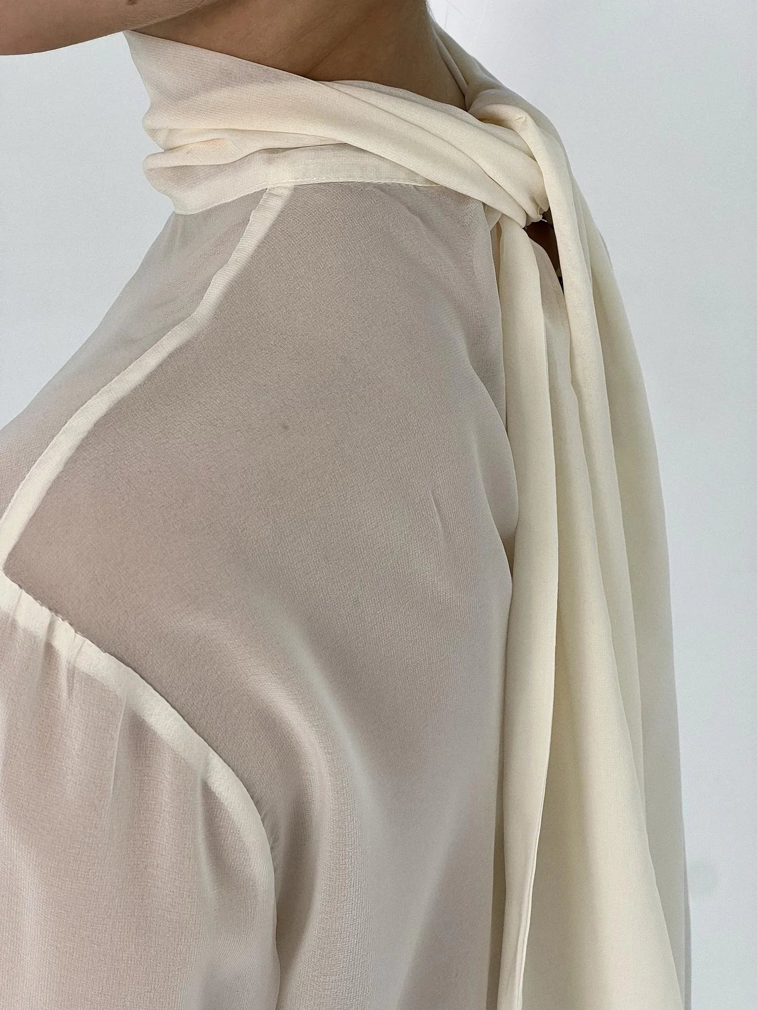Sheer Scarf Blouse Pearl